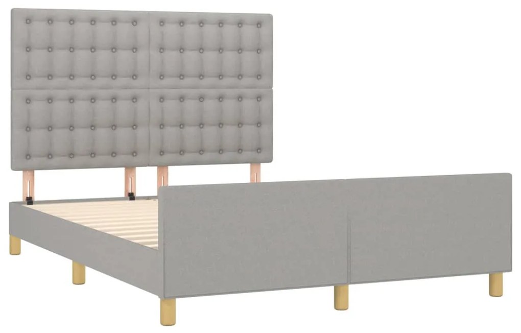 Estrutura de cama sem colchão 140x200 cm tecido cinzento-claro