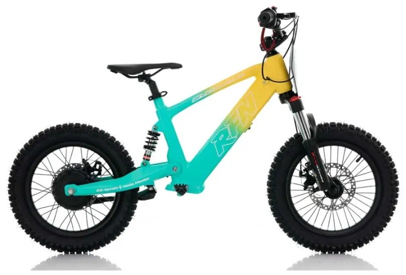 Bicicleta elétrica infantil 350W 16" Roan RXF Evo-S Verde e Amarela