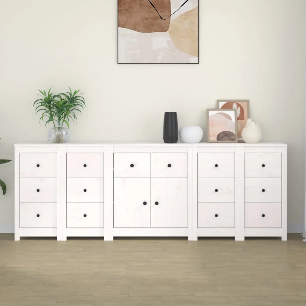 Aparador 230x35x80 cm madeira de pinho maciça branco