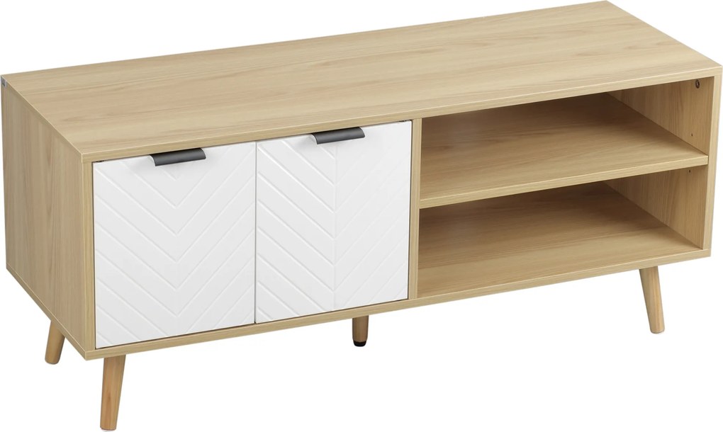 Móvel para televisão até 46 polegadas,110 x 39 x 48,8 cm branco e castanho natural