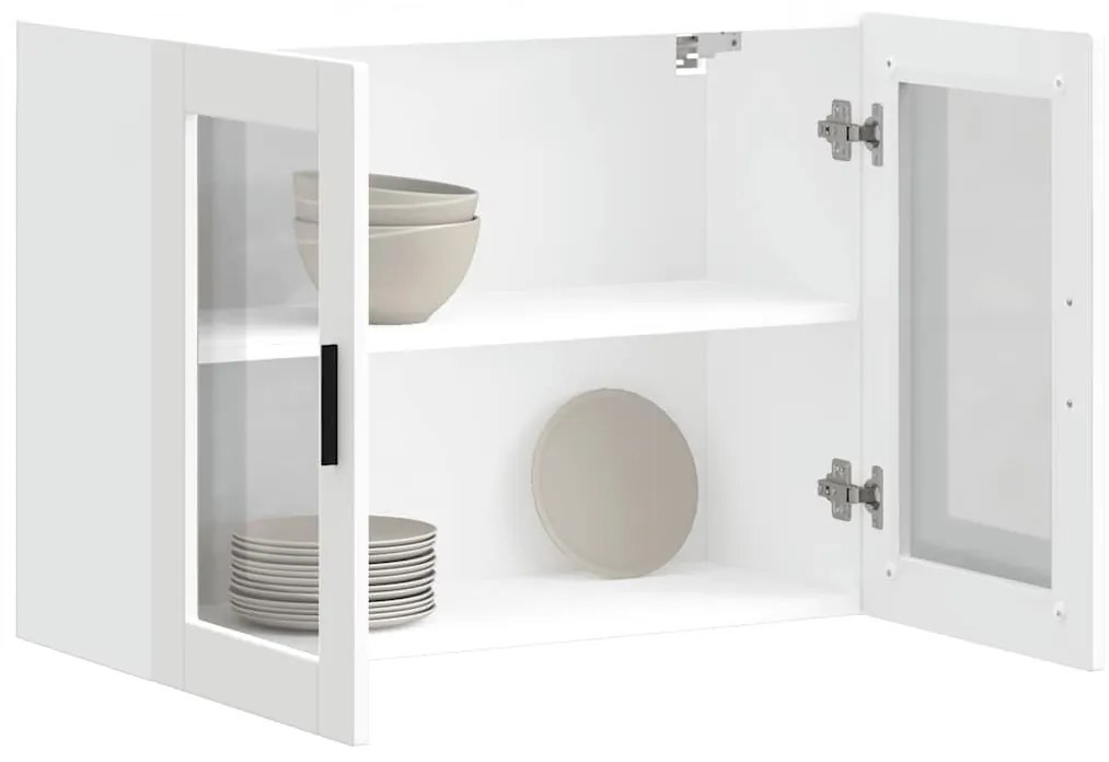 Armário de parede de cozinha com porta de vidro Porto branco
