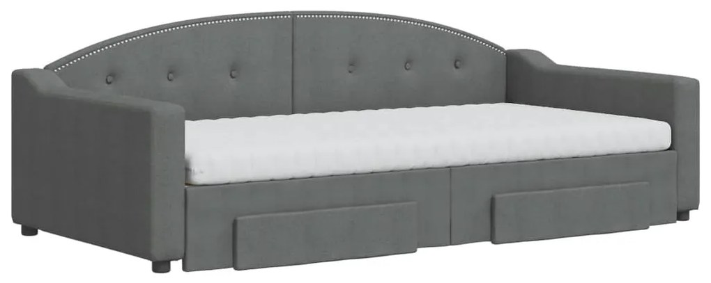 Sofá-cama c/ gavetão/gavetas 100x200 cm tecido cinzento-escuro