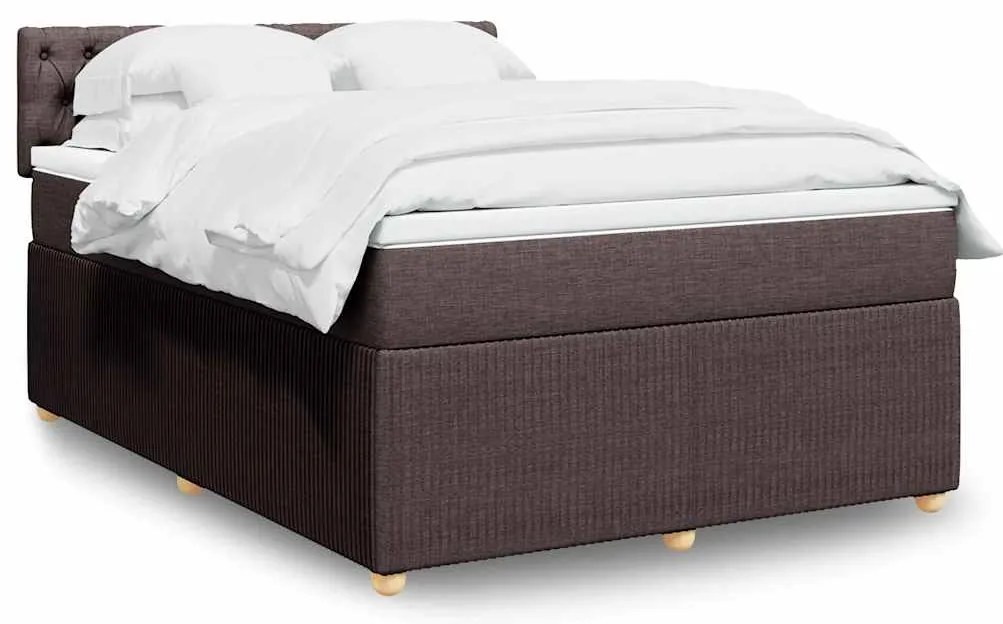 Cama com molas/colchão 140x200 cm tecido castanho-escuro