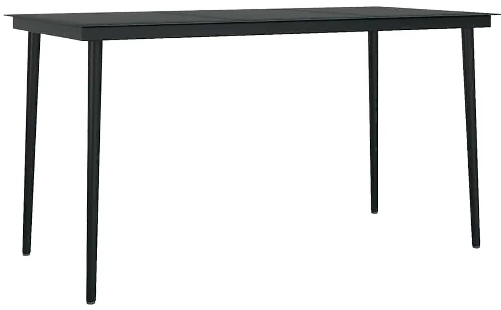 Conjunto de jantar jardim 5 peças almofadas vidro vime PE preto