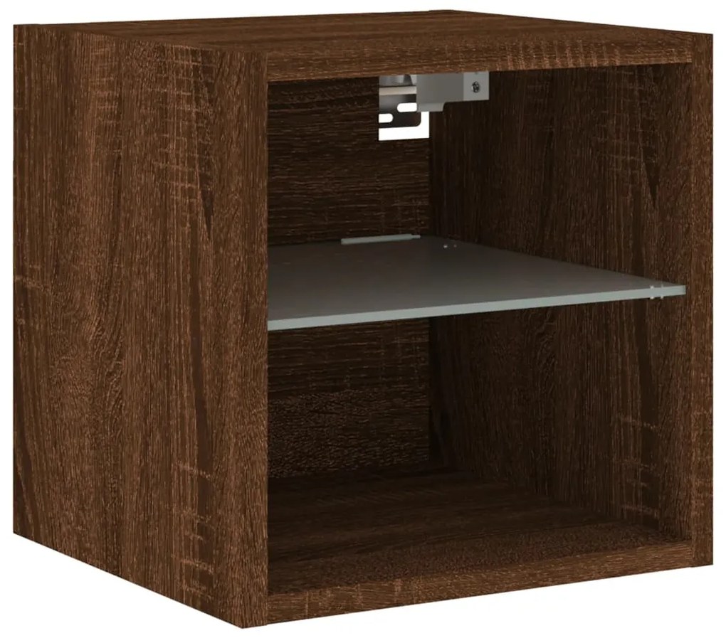 Móvel parede p/ TV c/ luzes LED 30x28,5x30cm carvalho castanho
