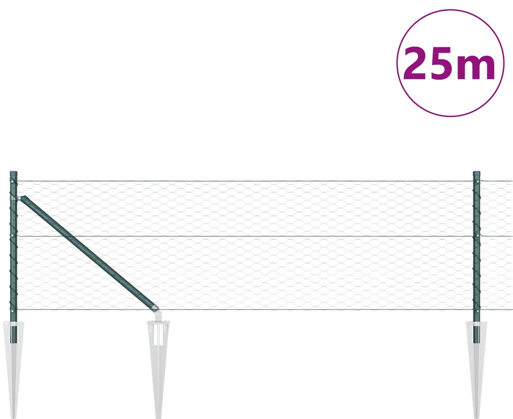 Cerca Hexagonal vidaXL Verde 0.6x25 m Aço