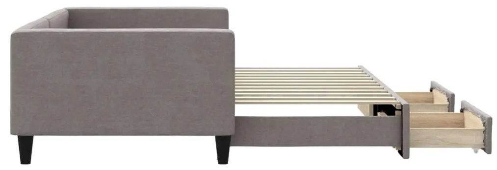Sofá-cama c/ gavetão/gavetas 100x200cm tecido cinza-acastanhado