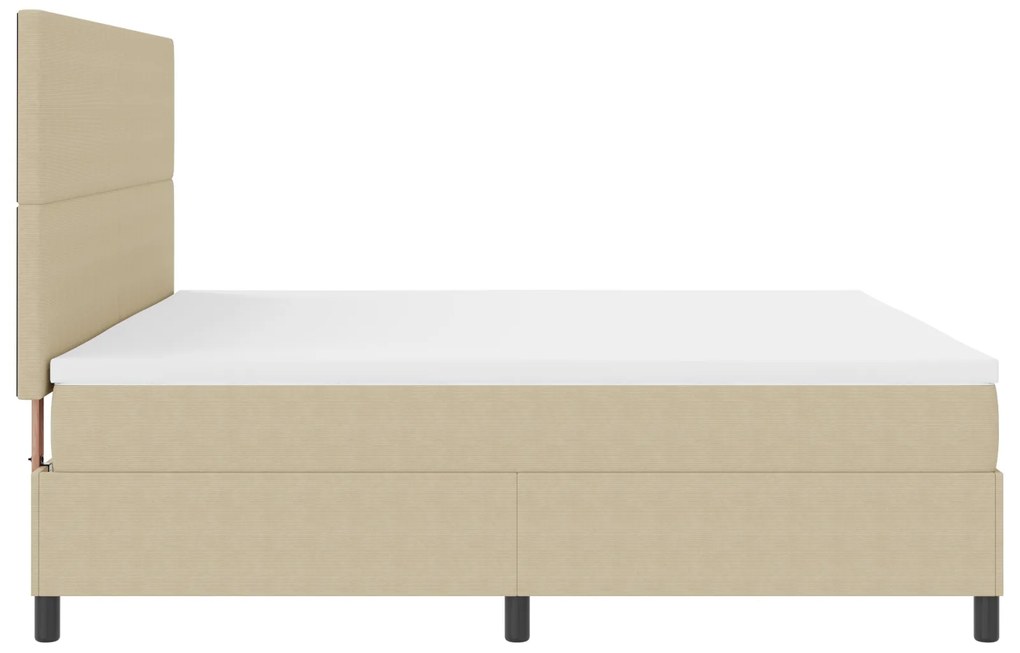 Cama Box Spring com Colchão Bege 200x200 cm Tecido de Corduroy