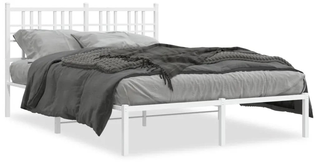 vidaXL Estrutura de cama com cabeceira 140x200 cm metal branco