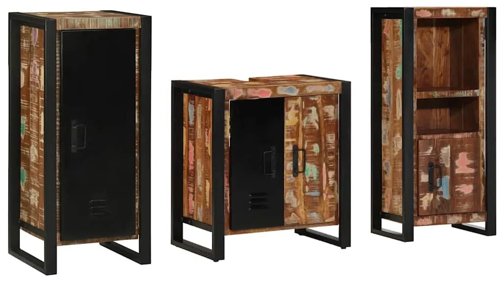 vidaXL Conjunto de Móveis para Banheiro com prateleira com porta 3 pcs