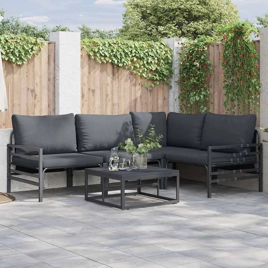 vidaXL Conjunto de Sofá de Jardim 4 pcs Antracite Aço