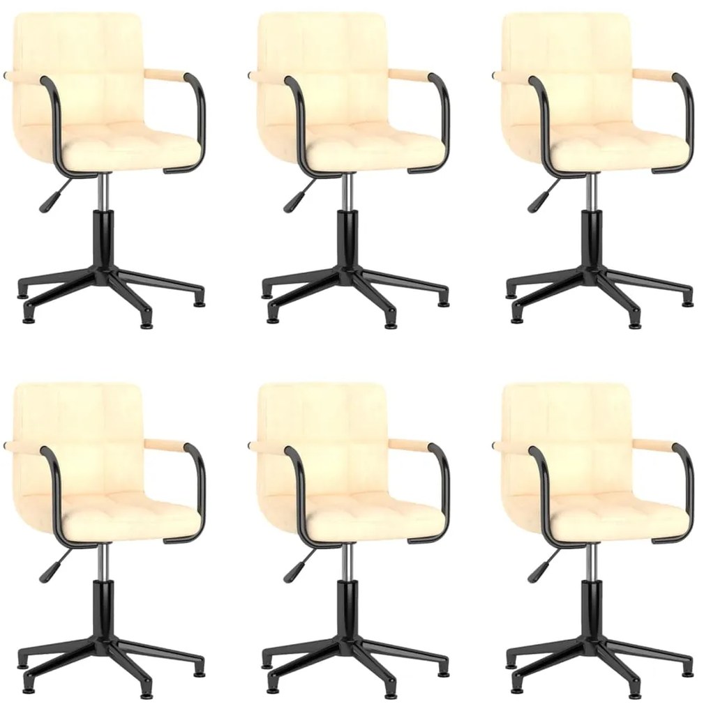 vidaXL Cadeiras de jantar giratórias 6 pcs veludo cor creme