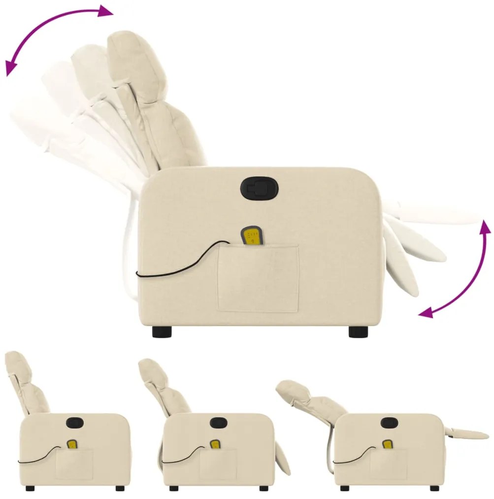 Poltrona de massagens reclinável tecido cor creme