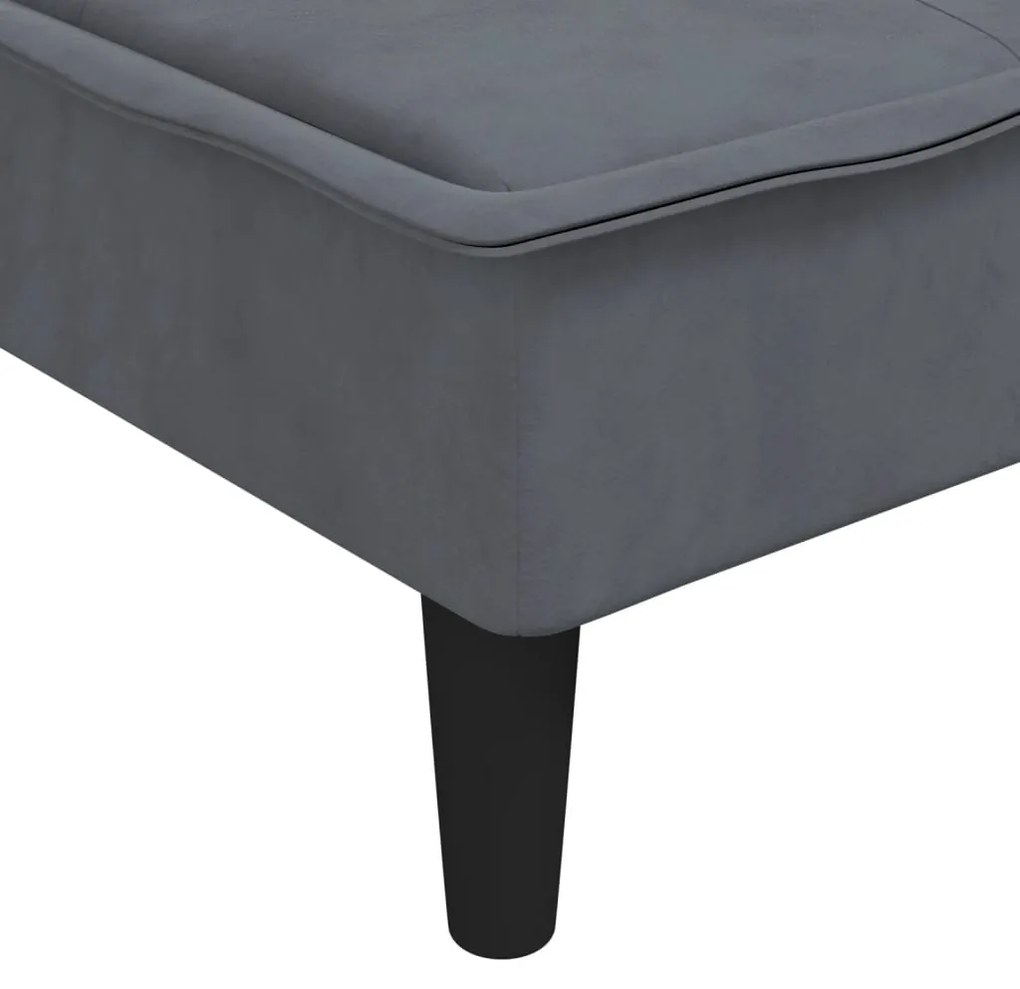 Chaise longue veludo cinzento-escuro