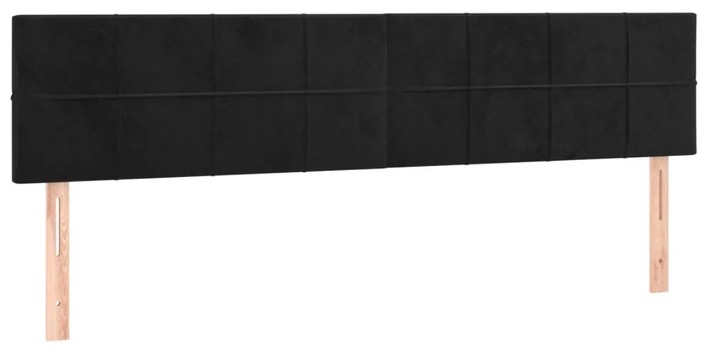 Cabeceira de cama c/ luzes LED veludo 200x5x78/88 cm preto