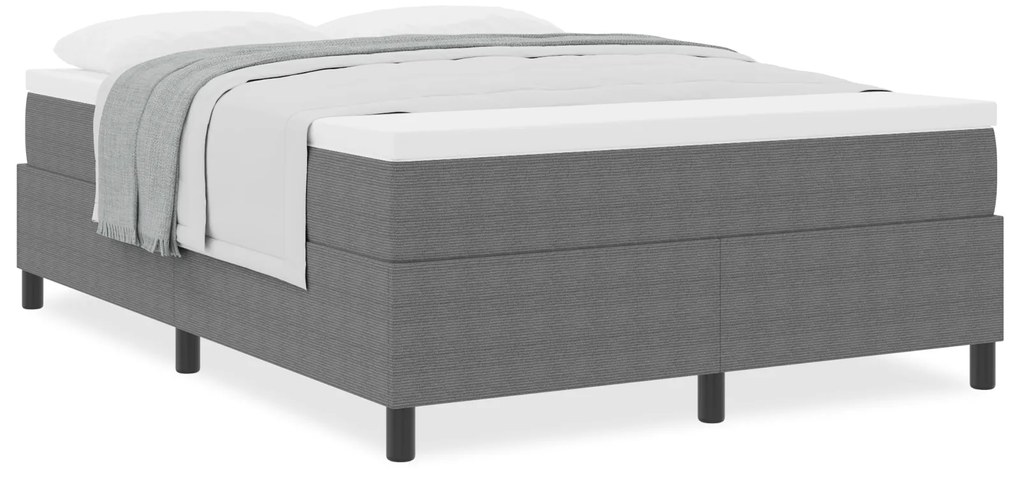 Cama Box Spring com Colchão Cinza Claro 140x200 cm Tecido de Corduroy
