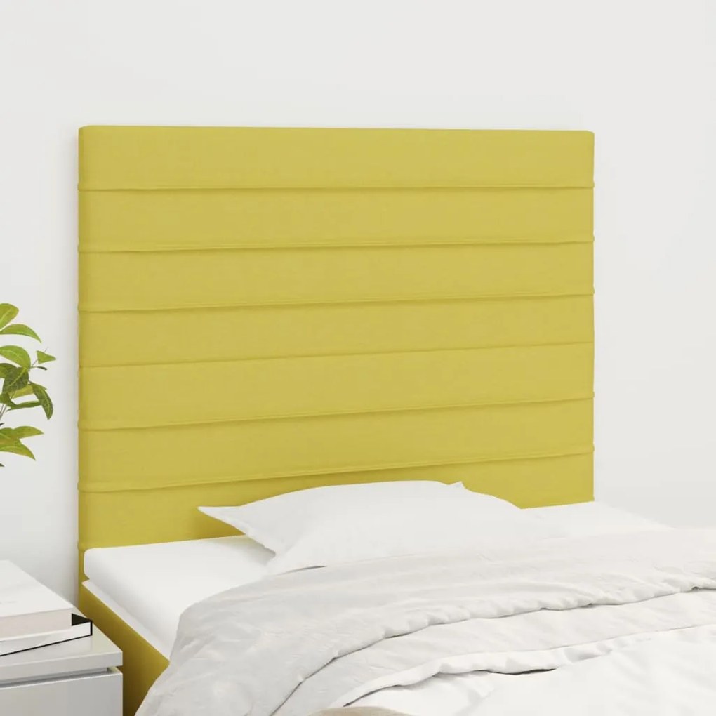 vidaXL Cabeceira de cama 2 pcs tecido 80x5x78/88 cm verde