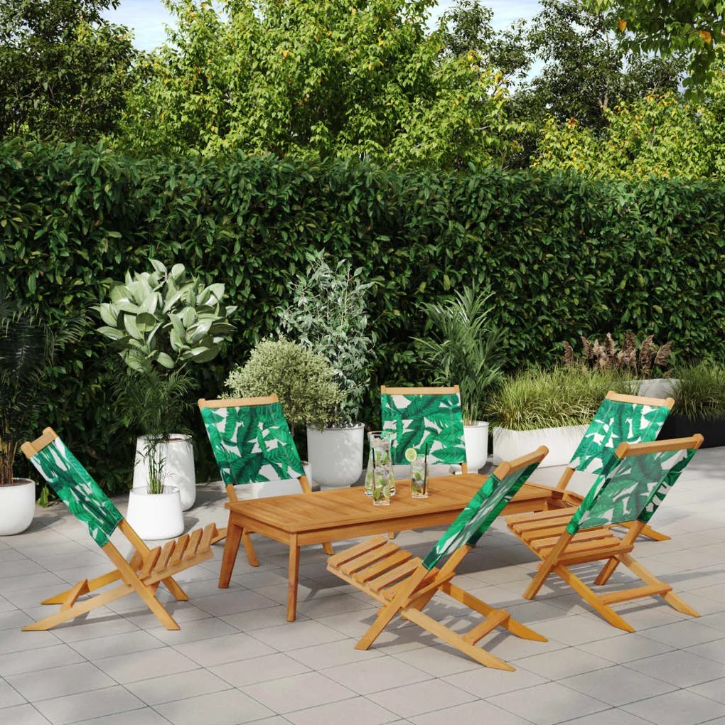 Cadeiras de jardim dobráveis 6 pcs tecido/madeira maciça verde