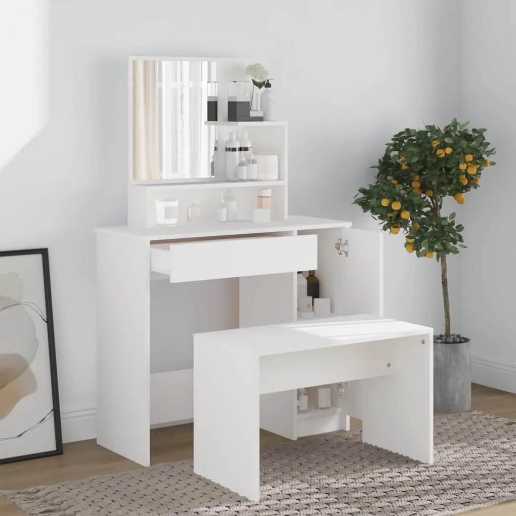 3114147 vidaXL Conjunto toucador 86,5x35x136 cm branco
