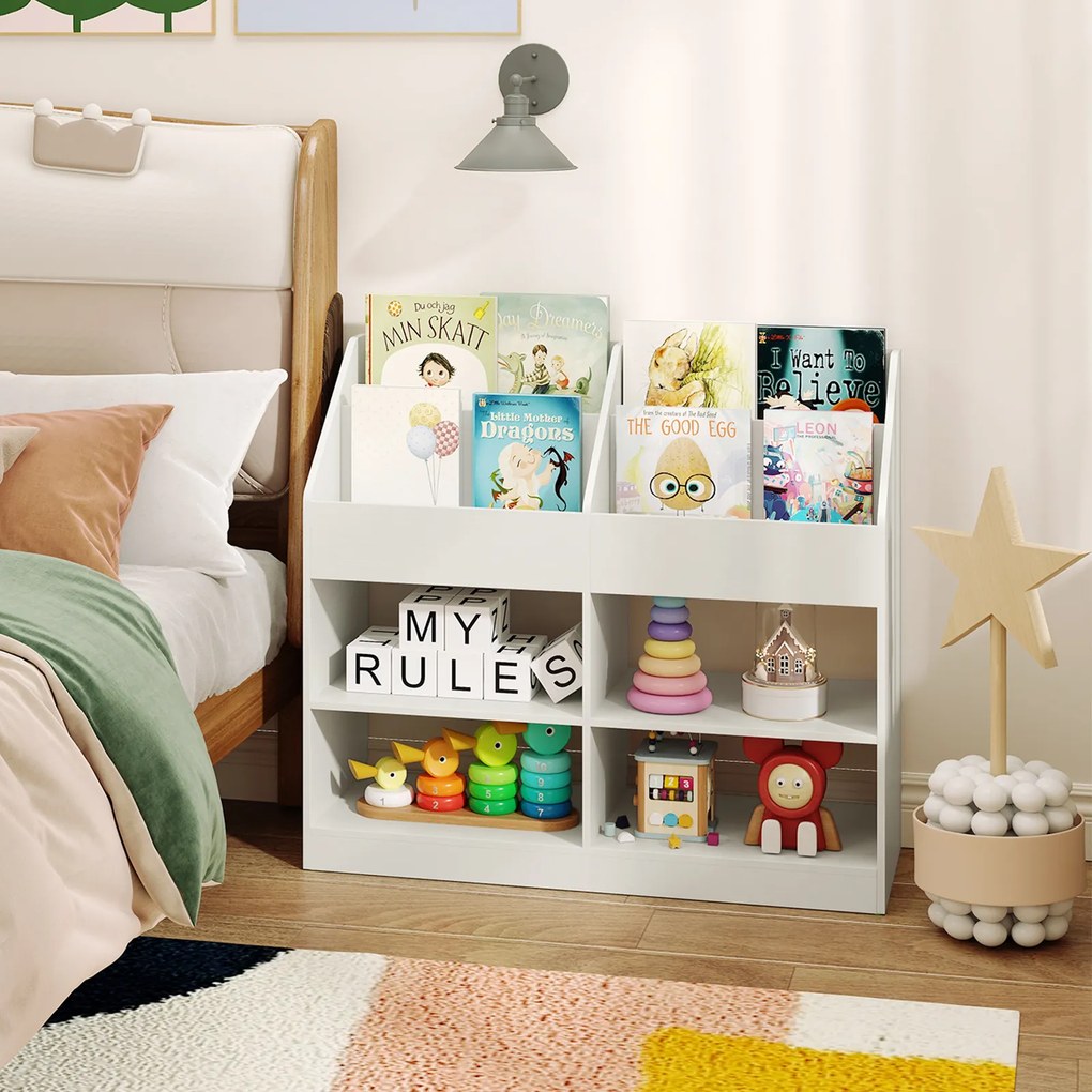Estante Infantil Organizadora de Brinquedos 90 x 34 x 80 cm com 4 Compartimentos Abertos Branca
