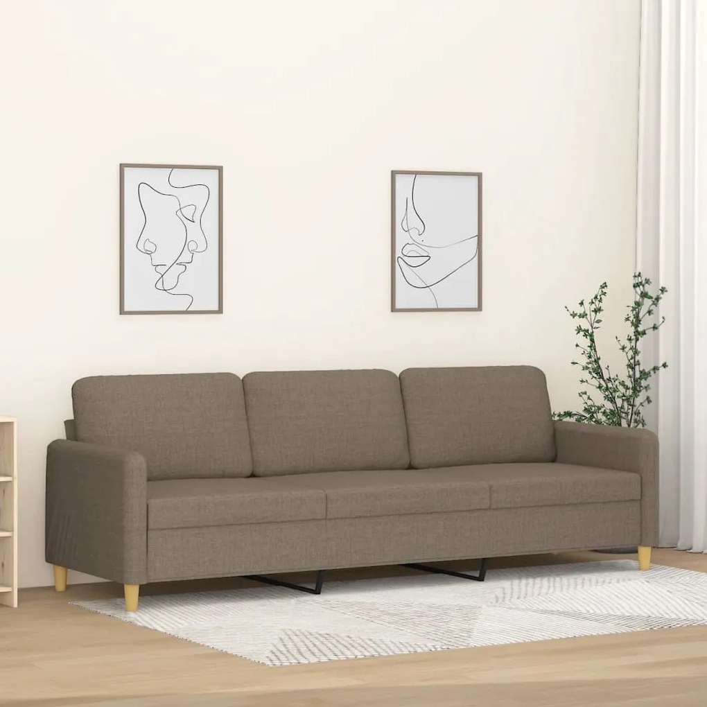 vidaXL Sofá de 3 lugares tecido 210 cm cinzento-acastanhado