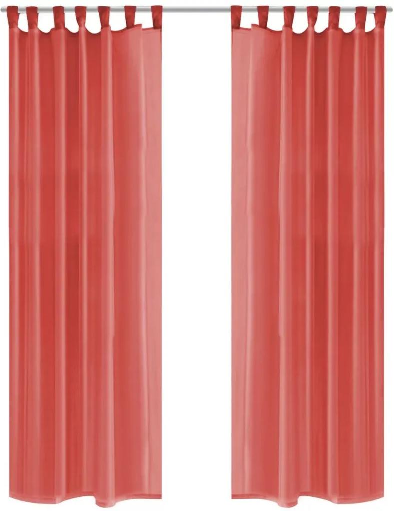 Cortinas em voile 2 pcs 140x225 cm vermelho