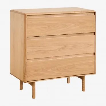 Cômoda De Madeira Treveris Com 3 Gavetas Castanho Roble - Sklum