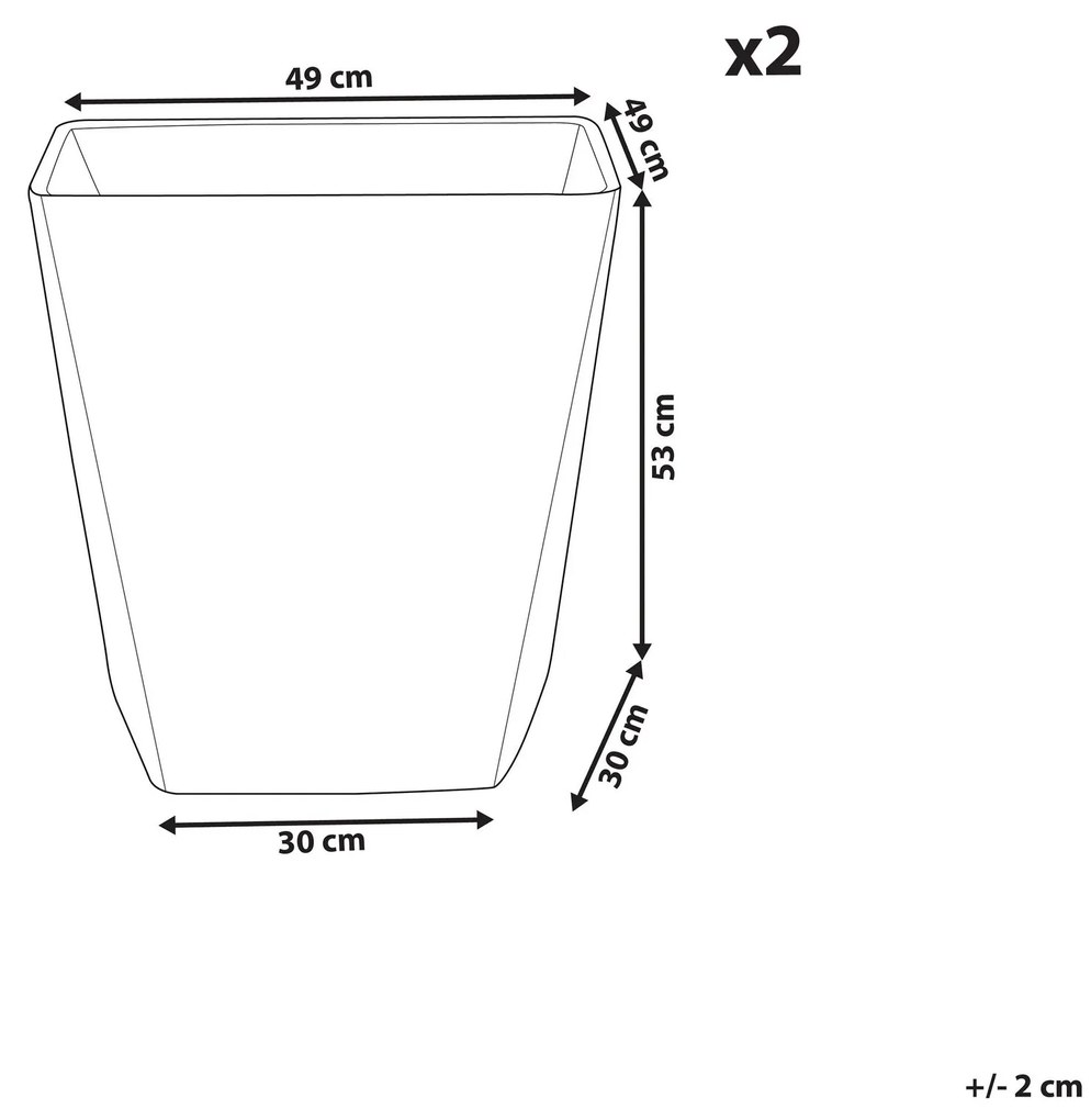 Conjunto de 2 vasos para plantas em pedra cinzenta 49 x 49 x 53 cm DELOS Beliani
