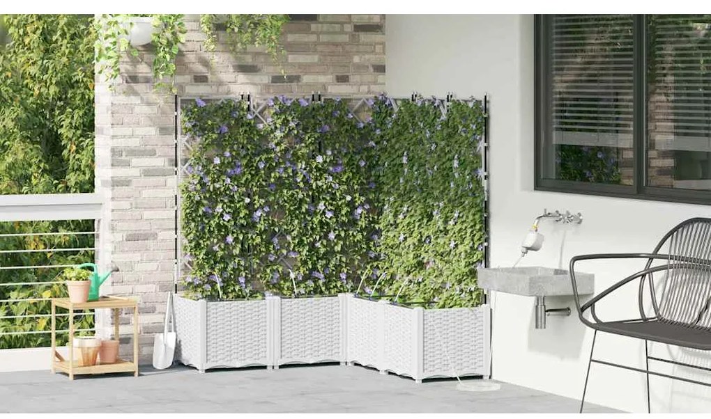 Vasos de Jardim Treliça Branco 120 x 120 x 142 cm Plástico