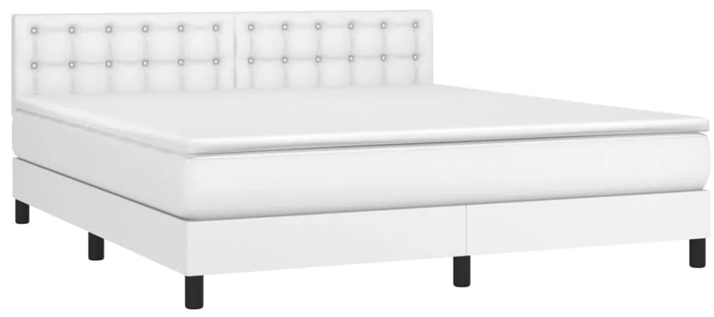 Cama com molas/colchão 160x200 cm couro artificial branco