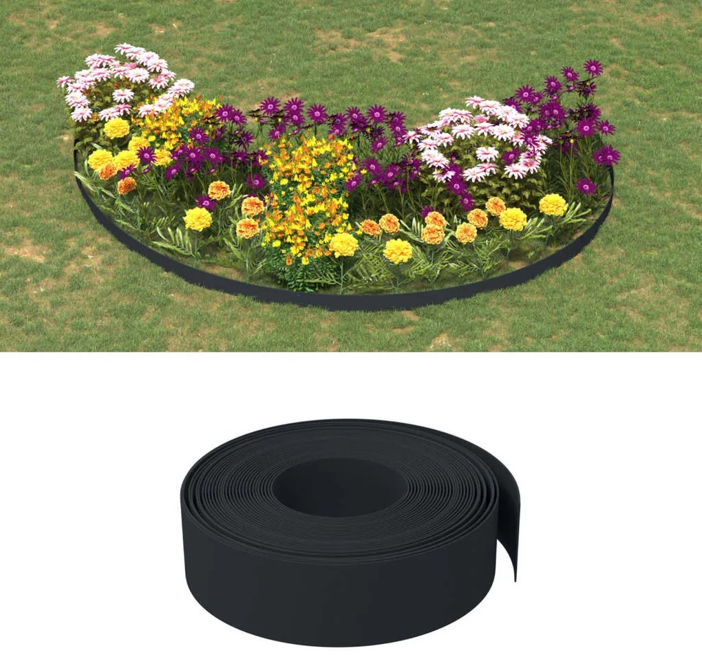 vidaXL Bordas de jardim 4 pcs 10 m 15 cm polietileno preto