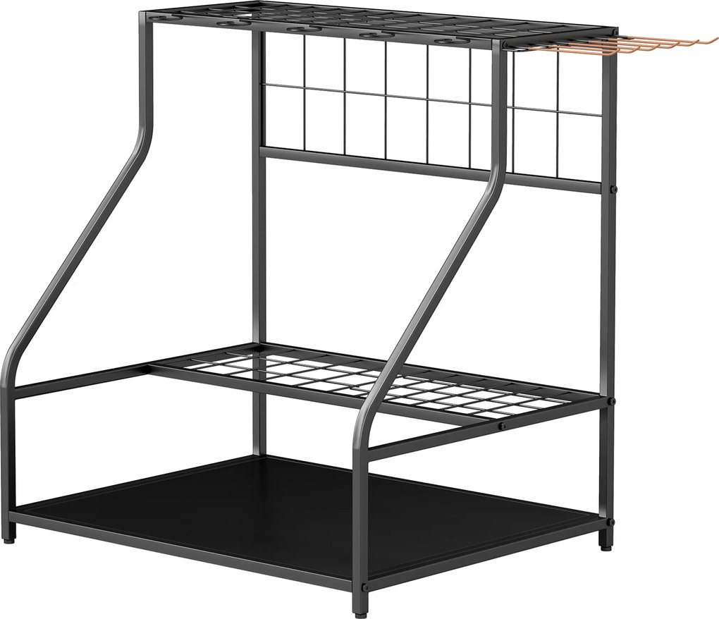 Organizador de ferramentas de jardim com ganchos para ferramentas de garagem, de 3 níveis, 84 x 53 x 73 cm