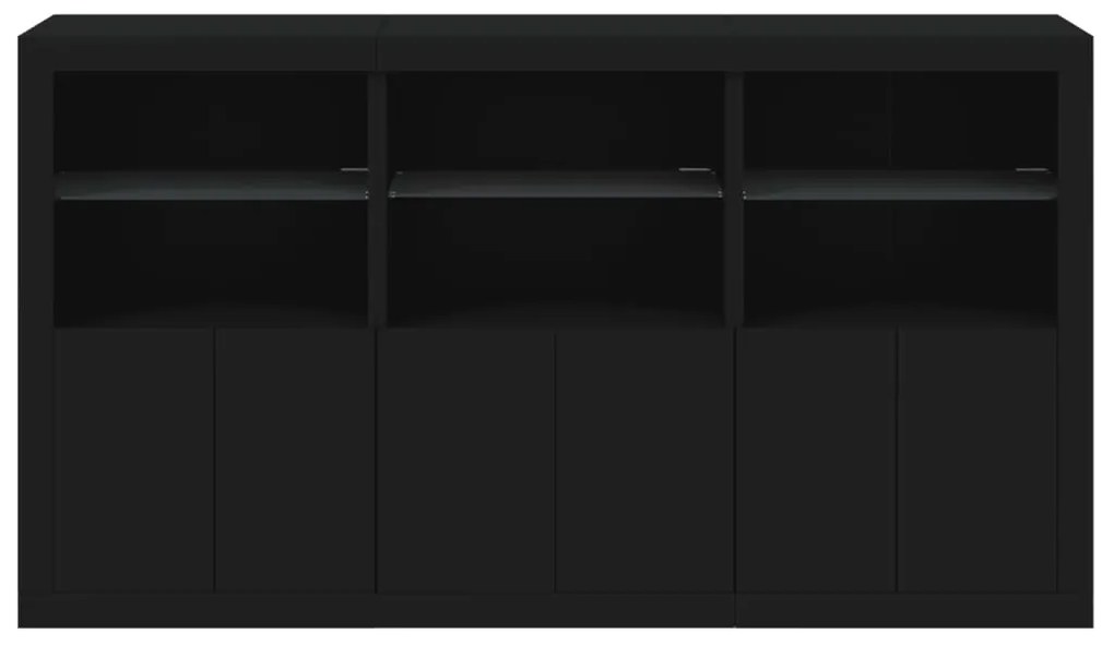 Aparador com luzes LED 181,5x37x100 cm preto