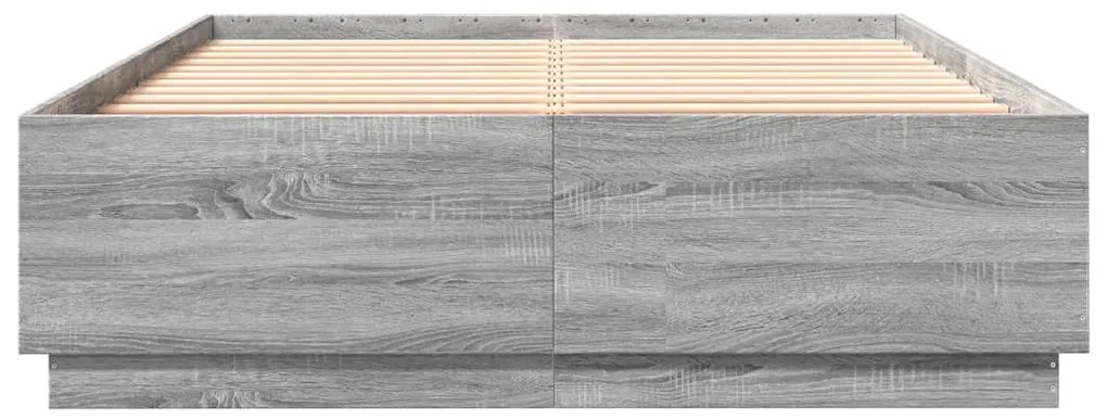 Estrutura de cama 160x200 cm derivados de madeira cinza sonoma