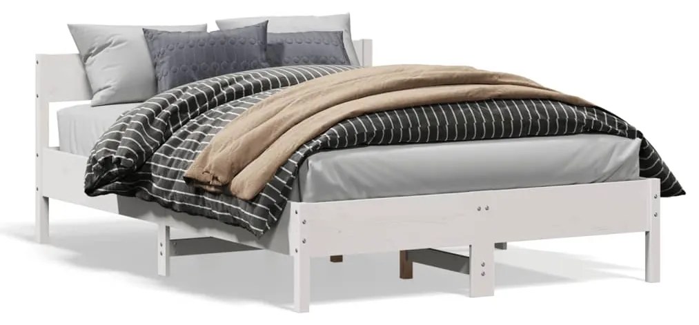 vidaXL Cama sem colchão 140x200 cm madeira de pinho maciça branco
