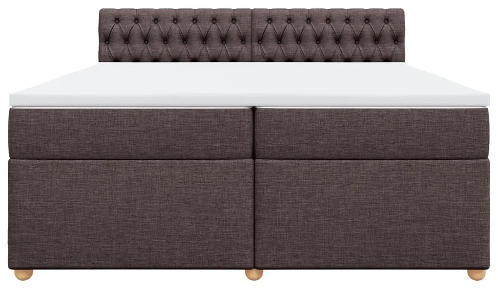 Cama com molas/colchão 200x200 cm tecido castanho-escuro