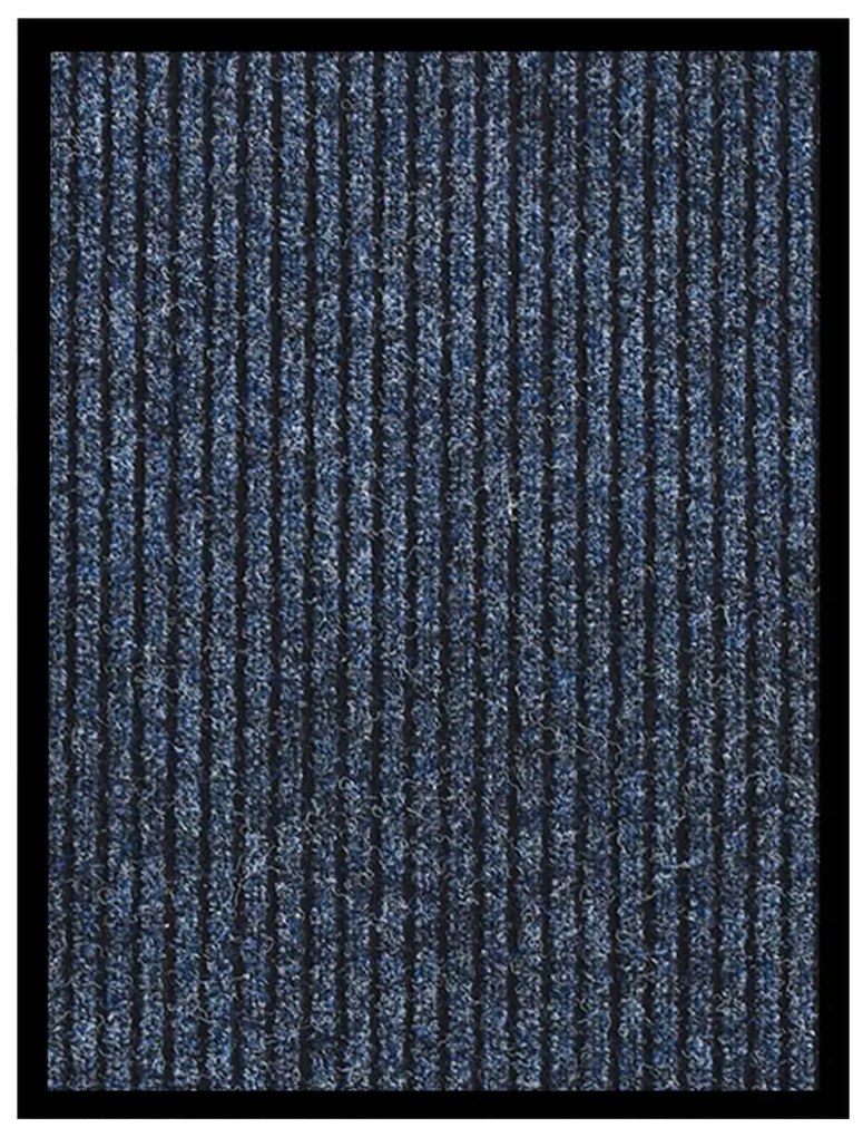 Tapete de porta às riscas 40x60 cm azul