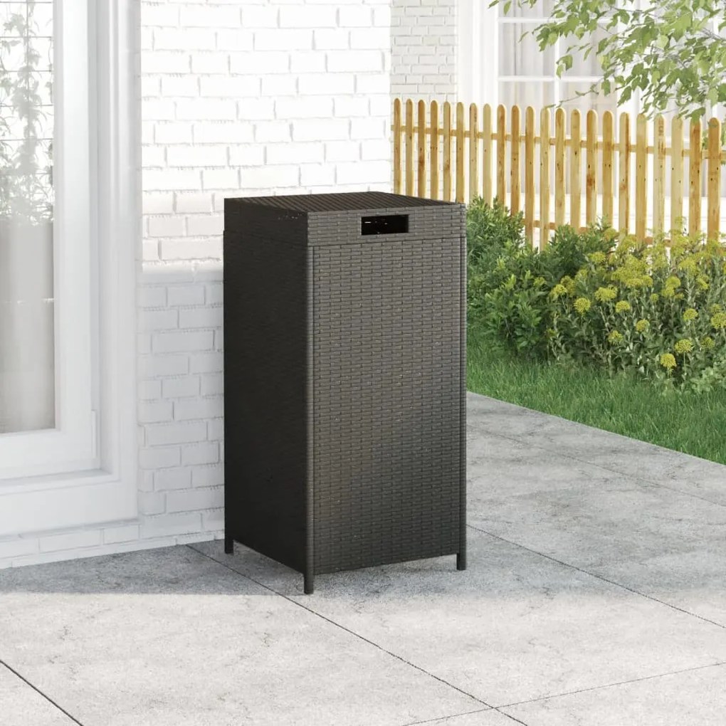 vidaXL Caixote do lixo 40x40x80 vime PE preto