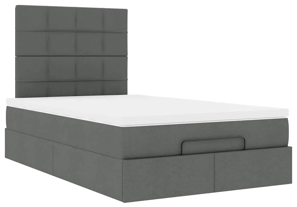 Estrutura cama otomana colchão 120x200cm tecido cinzento escuro