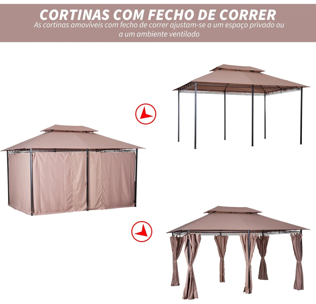 Pérgola de Jardim 3x4 m Pérgola de Exterior com Paredes Laterais Teto