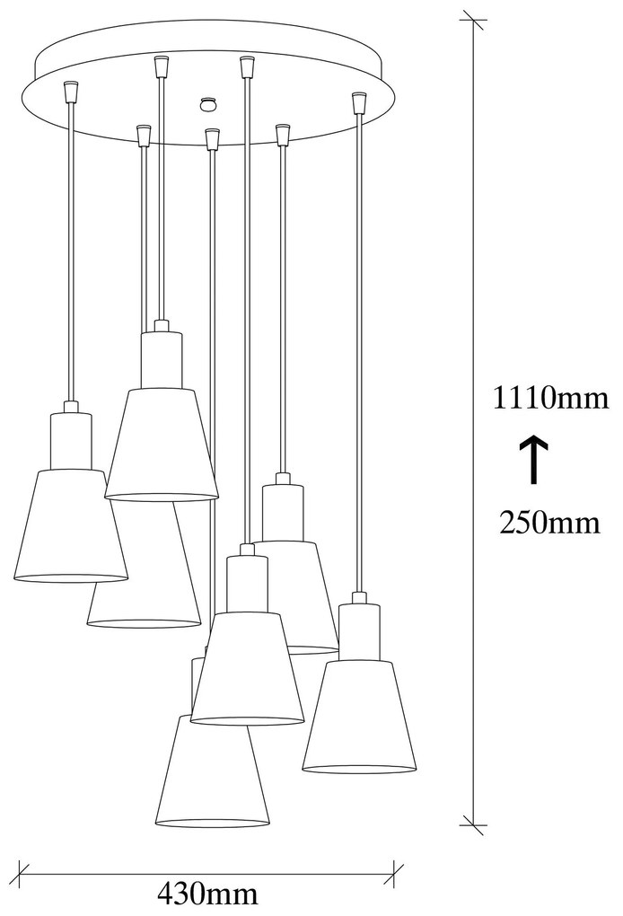 Candeeiro de Tecto Kem – Dourado e Preto – Diâmetro 43 cm x Altura 111