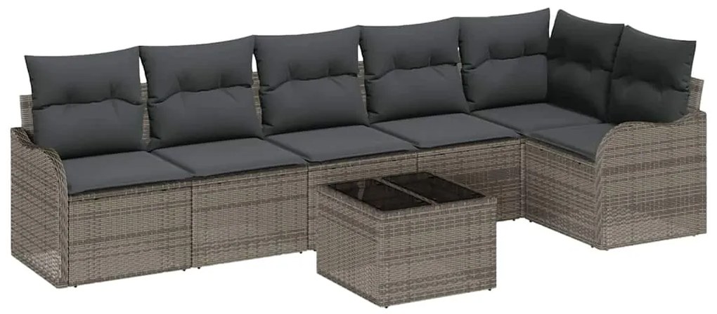 Conjunto de Sofás de Jardim de 6 Peças com Almofadas Preto Rattan de P