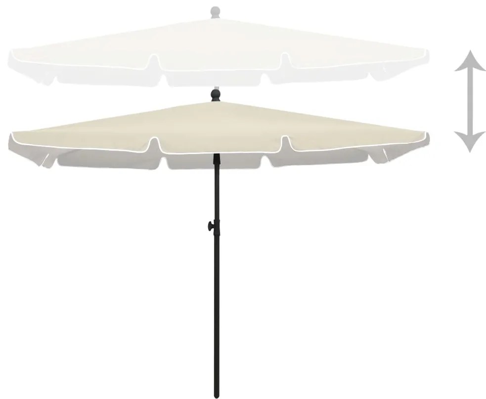 Guarda-sol de jardim com mastro 210x140 cm cor areia