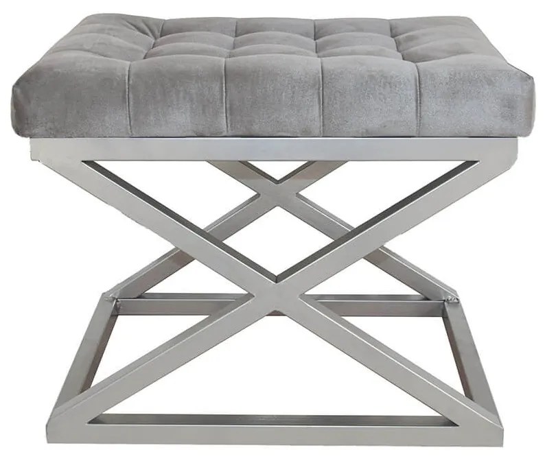 Pouffe Capraz – Cinzento Prateado – 50x42x40 cm