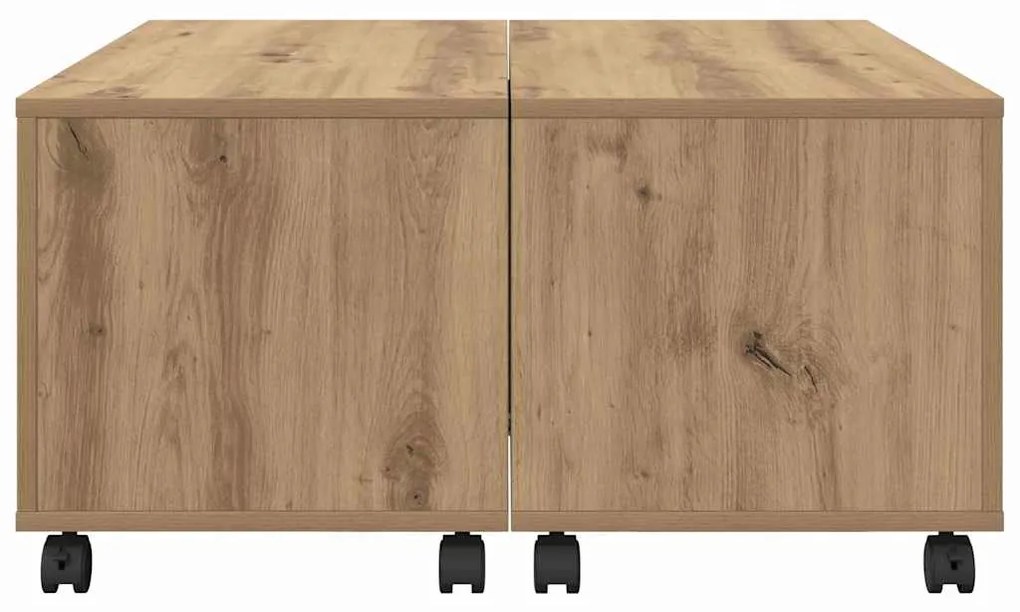 Mesa de centro com roda carvalho artisiano 75 x 75 x 38 cm