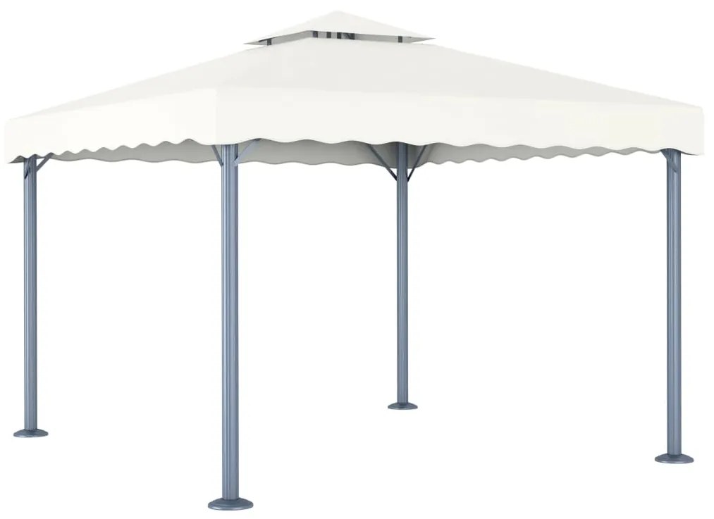 Gazebo com cordões de luzes LED 300x300 cm alumínio cor creme