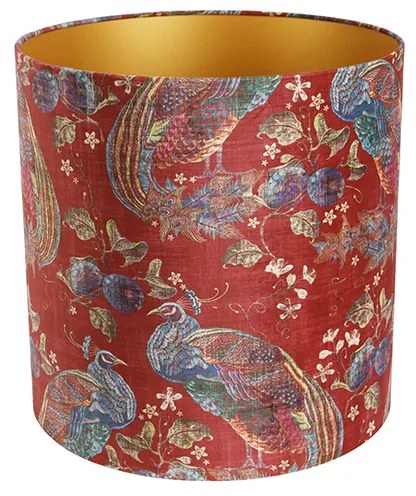 Abajur de veludo vermelho com design de pavão 40/40/40 interior dourado