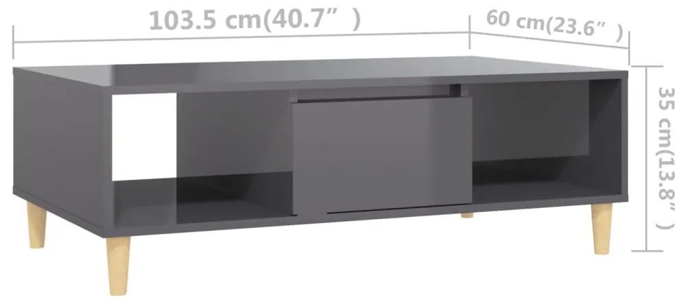 Mesa de centro derivados de madeira cinza brilhante