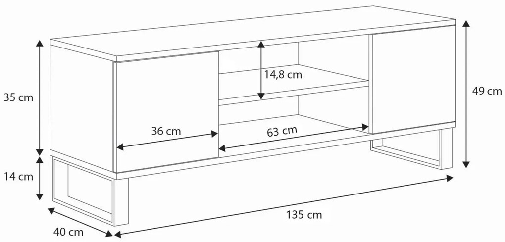 Móvel TV Focus 135 cm - cor carvalho artesanal