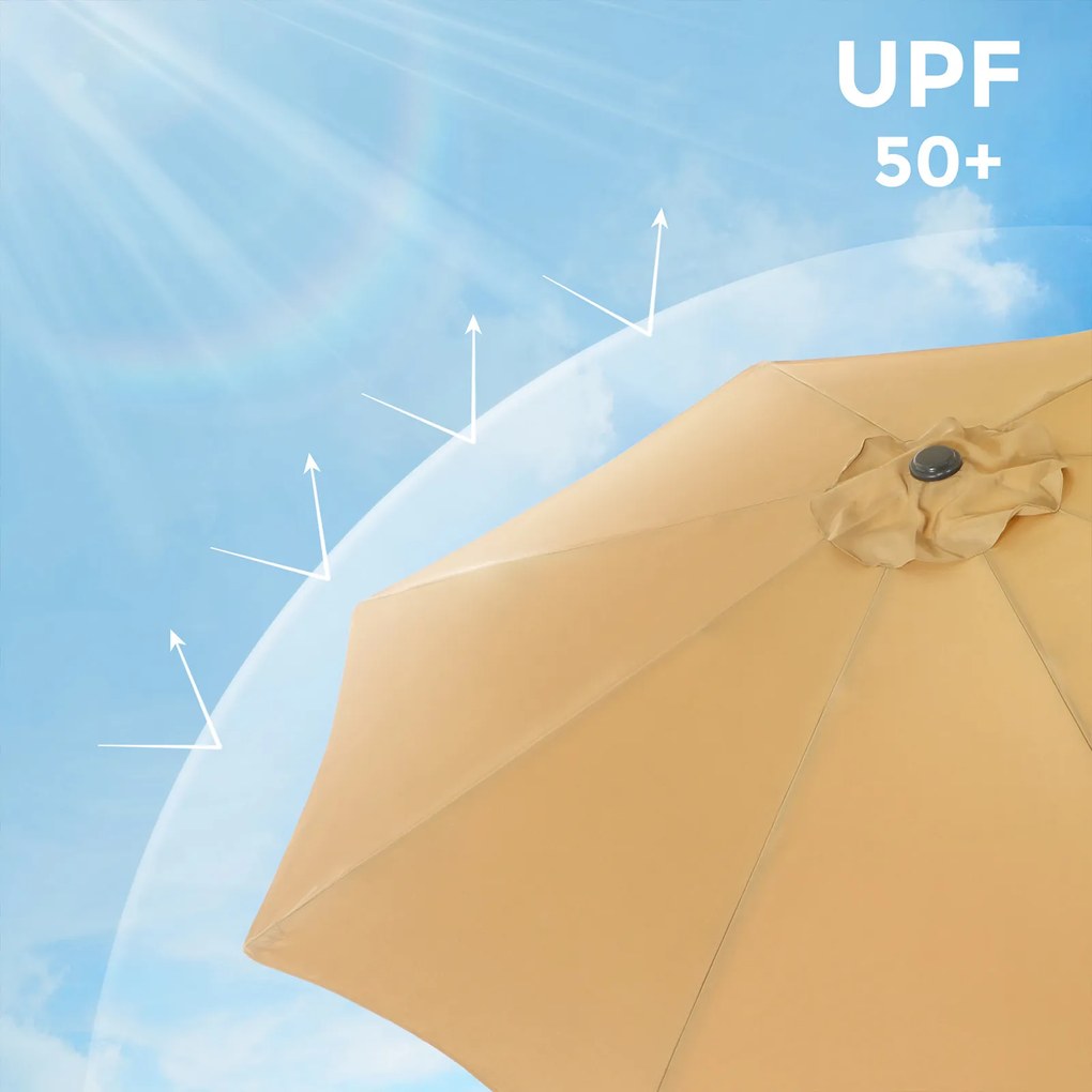 Guarda-sol 3 m jardim com proteção solar até UPF 50+ e inclinação taupe